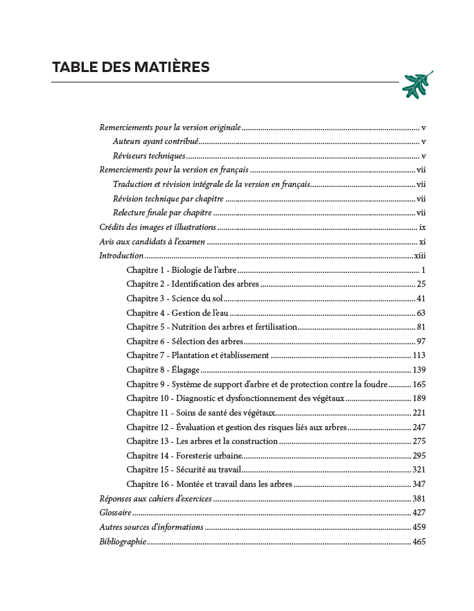 Certification de l'arboriculteur - Manuel d'étude