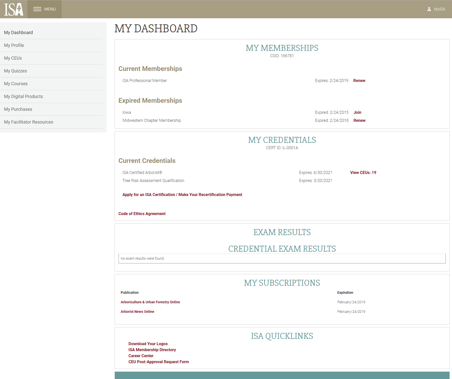 ISA Dashboard